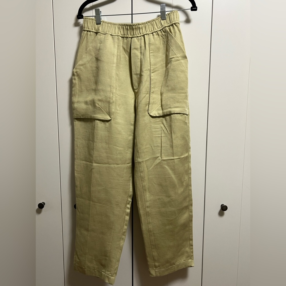 Zara green/yellow elastic waist pant fit M/L see measurements